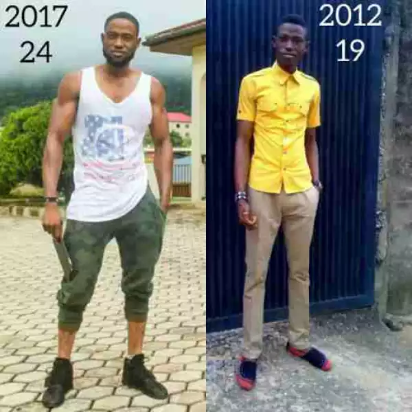 2012 Vs 2017: Nigerian Fitness Trainer Shows Off His Transformation (Photos)